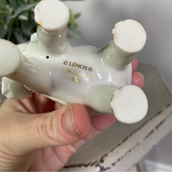 [Lenox] White Porcelain Ceramic Mini Elephant Decor Trinket Figurine - Picture 3 of 3